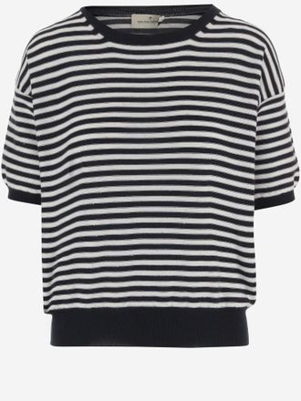 Bruno Manetti Striped Cotton-Blend Sweater - Black