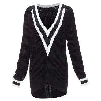 Rag & Bone Rag & Bone Cotton Deep V Raglan Sleeve Varsity Sweater