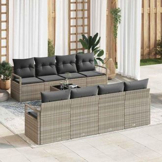 vidaXL Vidaxl - Conjunto De Sof&aacute; De Jard&iacute;n 7 Pcs Gris Claro 55 X 55 X 37 Cm
