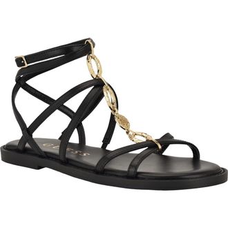 Guess Grunge Strappy Sandal in Black 001 at Nordstrom, Size 8.5