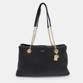 DKNY Dkny Black Quilted Leather Chain Tote