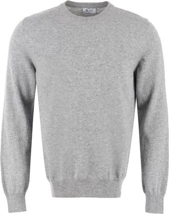 THE (ALPHABET) Cashmere Gebreide Trui met Ribboorden - Heren - Cashmere truien - Grijs - XL - Truien & Vesten