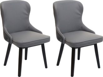 Hhg Hhg - Nunca Usado] Lote De 2 Sillas De Comedor 713, Silla Tapizada Silla De Cocina Sill&oacute;n Silla, Tela/textil Madera Maciza, Gris Oscuro-gris Claro