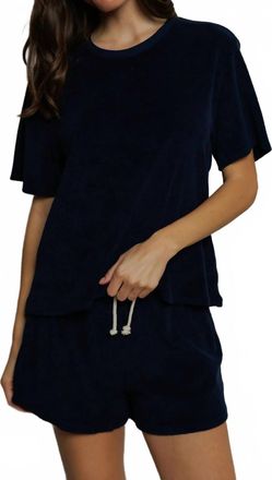 perfectwhitetee Donny Loop Terry Crew Tee In Navy