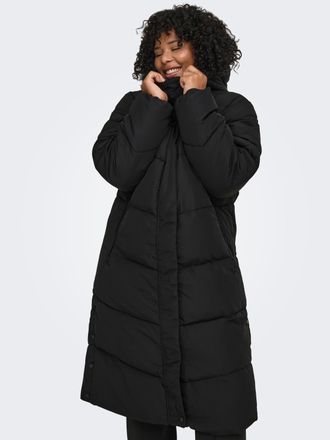 Only Carmakoma Steppmantel ONLY CARMAKOMA CARMAGGI LIFE LONG PUFFER OTW, Damen, Gr. M, schwarz, Web, Obermaterial: 100% Polyester, unifarben, M&auml;ntel Steppmantel