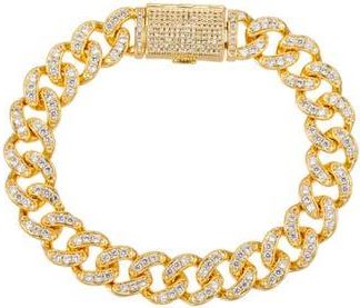 Eye Candy Los Angeles Mens Fabrice Pavé Cubic Zirconia Cuban Link Bracelet in Gold at Nordstrom Rack