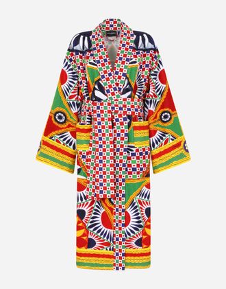 Dolce & Gabbana Terry Cotton Bath Robe - All Over-patterned Bathrobes Multicolor Xxl