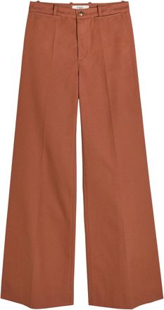 Chloé Flared-leg Canvas Trousers - Light Brown - 40 (UK12 / M)