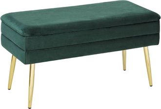 Beliani Beliani - Banco Con Almacenaje De Terciopelo Verde Oscuro Dorado Patas Doradas Durham