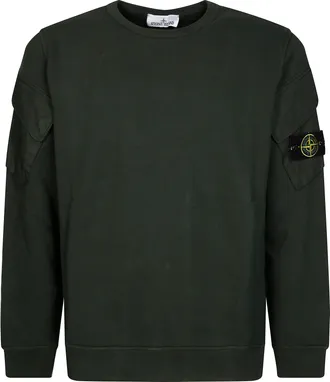 Stone Island Crew Neck Sweatshirt With Sleeve Patch