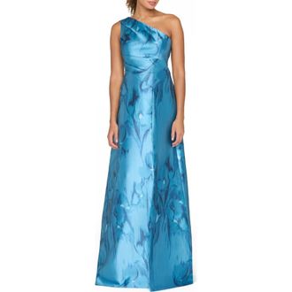Kay Unger Faith One-Shoulder Evening Gown in Spring Aqua at Nordstrom, Size 12