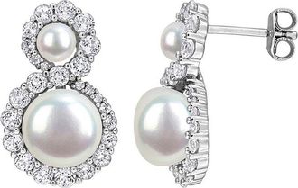 Rina Limor Silver 2.07 Ct. Tw. Gemstone & 4-8.5Mm Pearl Earrings