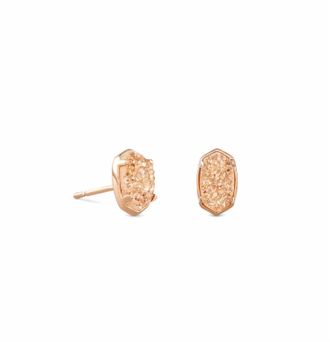 Kendra Scott Womens Emilie Stud Earrings In Sand Drusy/ Rose Gold