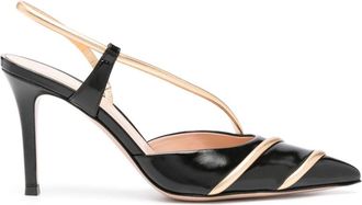 Gianvito Rossi 85mm leather slingback pumps - women - Calf Leather/Rubber/Calf Leather/Calf Leather - 38.5 - Black