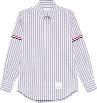 Thom Browne Dritto Fit Pc L/S Camicia con fascia da braccio Gg in popeline a quadri a quadretti