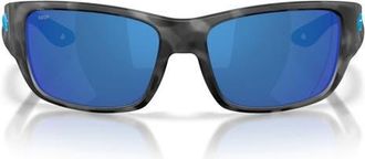 Costa Schoolie 56mm Polarized Mirrored Rectangular Sunglasses in Tiger Shark /Blue at Nordstrom