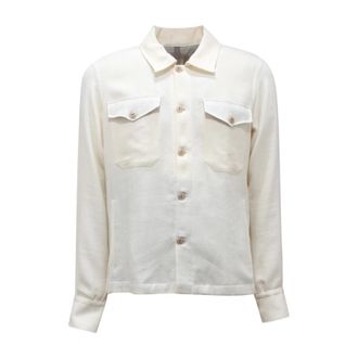 Eleventy Linnen Mix Shirt Jacket - Heren - Casual Overhemden - Wit - M - Linnen - Overhemden