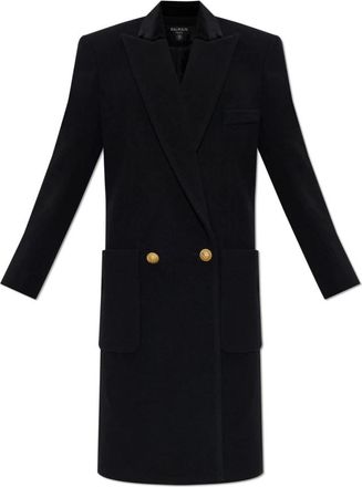 Balmain Woljas - Dames - Mantel - Zwart - M - Wol - Jassen