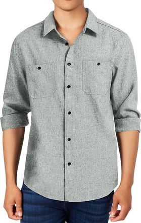 Generic Mens Shirts Long Sleeve Cotton Shirt Double Pockets Button Down Tops T-Shirt Casual Business Office Work Wear Blouses Camiseta para Hombre(Gray, M)