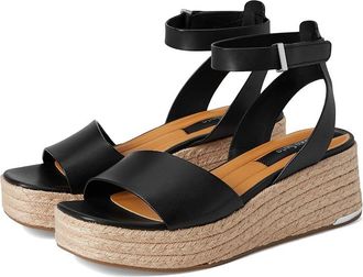 Franco Sarto L-tiffany Espadrille Sandals Womens Wedge Shoes Black : 5.5 M, Leather