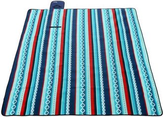 OEM Manta De Picnic De 200x150 Cm Con Rayas Coloridas Y Estampado &Eacute;tnico, Repelente Al Agua Y Port&aacute;til, Azul/rojo