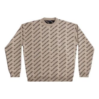 Balenciaga Mini Allover Logo Sweater Beige 736247T32339977
