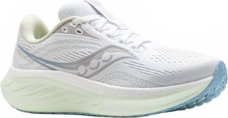 Saucony Womens Ride 18 Running Shoes In White/lettuce