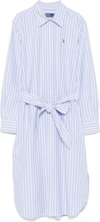 Polo Ralph Lauren Abito midi in cotone a righe - Blu