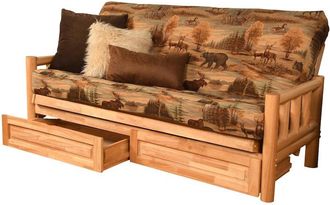 Kodiak Lodge Frame-Natural Finish-Canadian Mattress-Storage Drawers