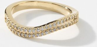 Simons Womens Mini-stone double-like wavy ring