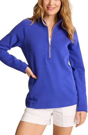 Tommy Bahama New Aruba Stretch Cotton Half Zip Pullover in Bold Blue at Nordstrom, Size X-Large