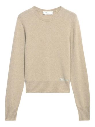 Blumarine logo-embroidered sweater - women - Cashmere/glass - S - Neutrals