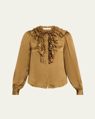 Ulla Johnson Rouen Ruffled Silk Blouse