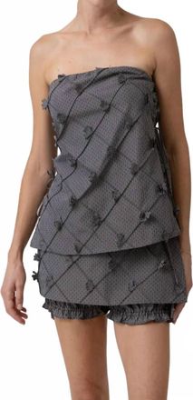 Line & Dot Thora Strapless Top In Black & White