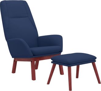 vidaXL Sill&oacute;n De Relax Con Taburete Tela Azul Vidaxl