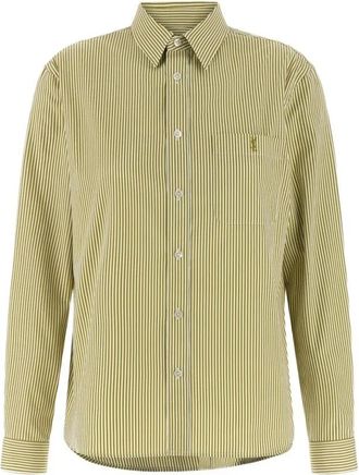Saint Laurent Chemise Col Classique 3302 - Dames - Overhemden - Groen - L - Katoen - Overhemden