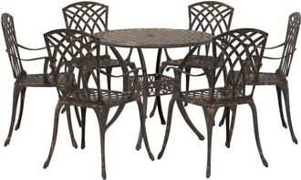 vidaXL Garden Dining Set 7 pcs Bronze 90 x 90 x 75 cm Cast Aluminium vidaXL