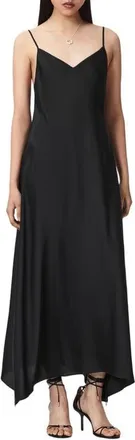 AllSaints Leona Handkerchief Hem Maxi Slipdress in Black at Nordstrom, Size 10 Us