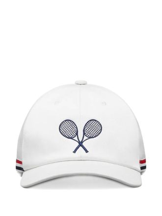 Thom Browne Cappello da baseball con ricamo - Bianco