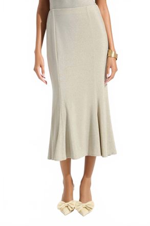 Joseph Ribkoff Sparkly Midi Trumpet Skirt In Champagne