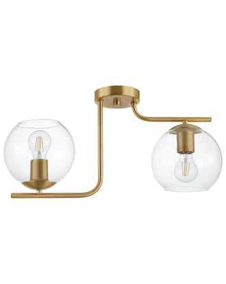 Eglo Eglo Marojales 2 Light Ceiling Light With Brushed Gold Finish & Clear Glass Shades