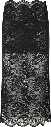 Paco Rabanne Black Lace Studded Hem Polyamide-Blend Knee-Length Skirt