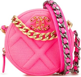 Chanel Pre-owned Womens Round Crossbody Chain Strap - Pink Textile - One Size