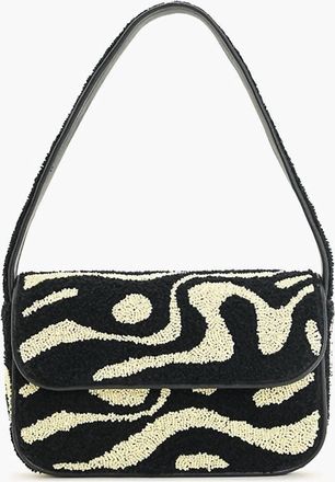 America & Beyond Soho Inked Tufted Shoulder Bag In Balck/off White