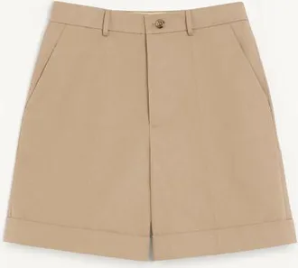 Valentino Bermuda Valentino in gabardina di cotone con ricamo VLogo e risvolto Uomo BEIGE 44