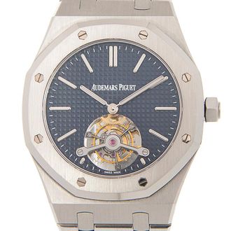 Audemars Piguet Pre-owned Audemars Piguet Royal Oak Tourbillon Blue Petite Tapisserie Dial Mens Watch 26510ST.OO.1220ST.01