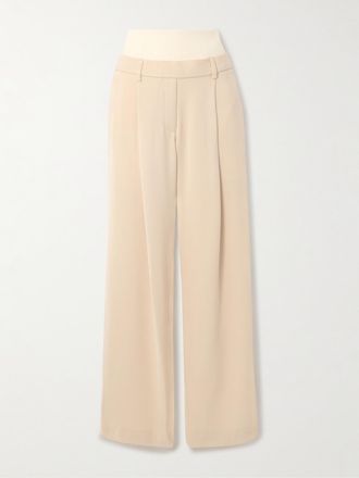 Esse Studios Pantaloni A Gamba Larga In Crêpe Con Finiture In Piqué Sommar Duo - Crema