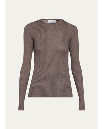 Gabriela Hearst Browning Cashmere-Silk Rib Crewneck Sweater
