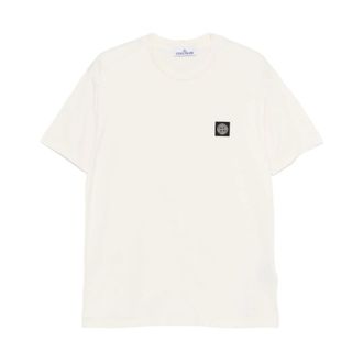 Stone Island T-Shirts, male, White, Size: M Maglietta girocollo con logo