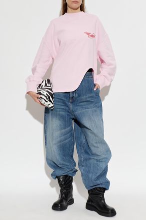 The Attico Oversize T-shirt With Slit, Womens, Pink